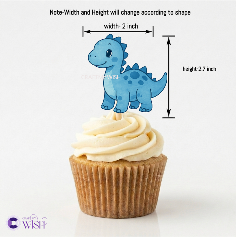 Dinosaur Theme Cupcake Topper – Kids Birthday Party Decor Design1