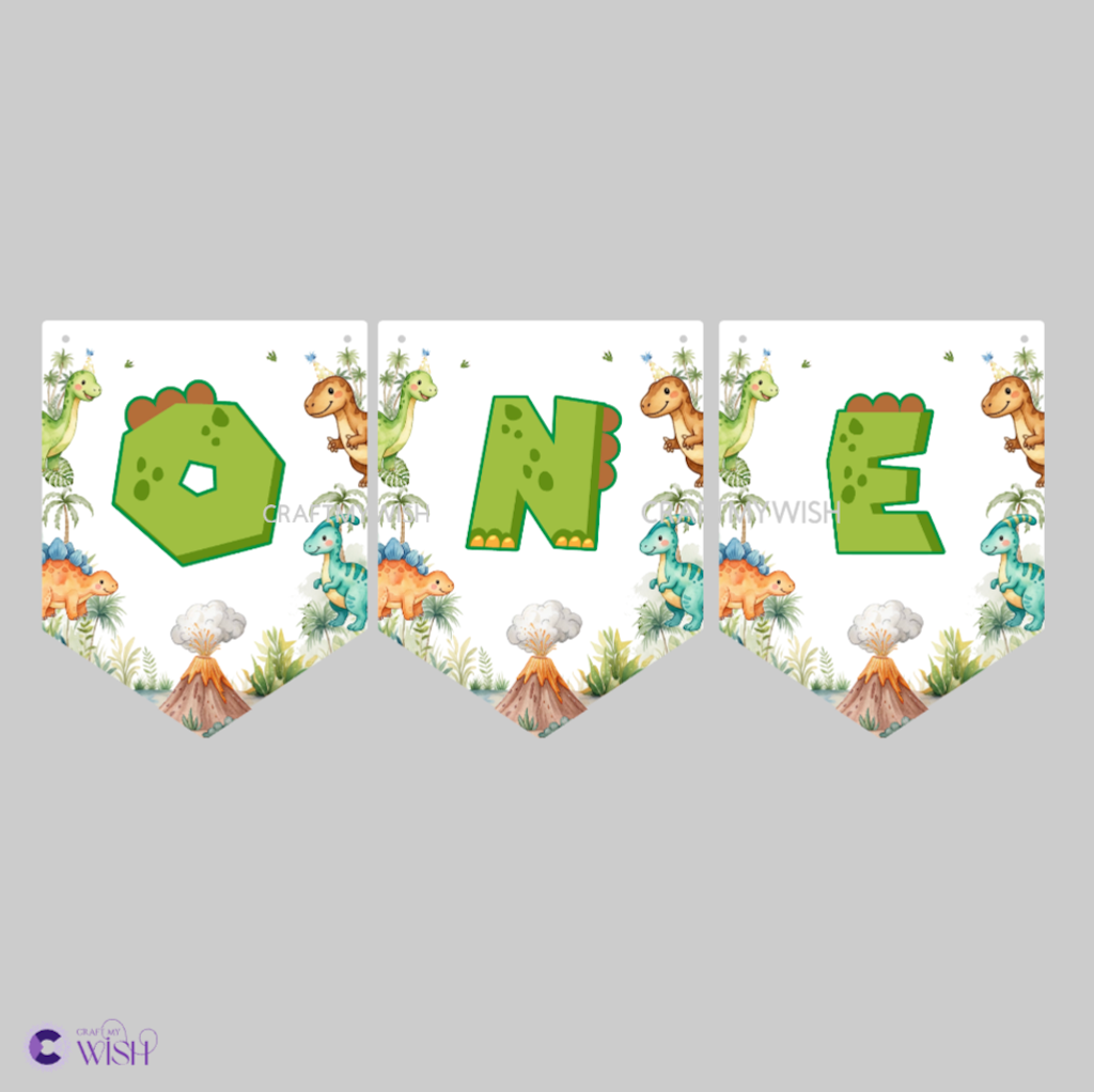 Dinosaur High Chair Banner – Printed 1st Birthday Party Decoration