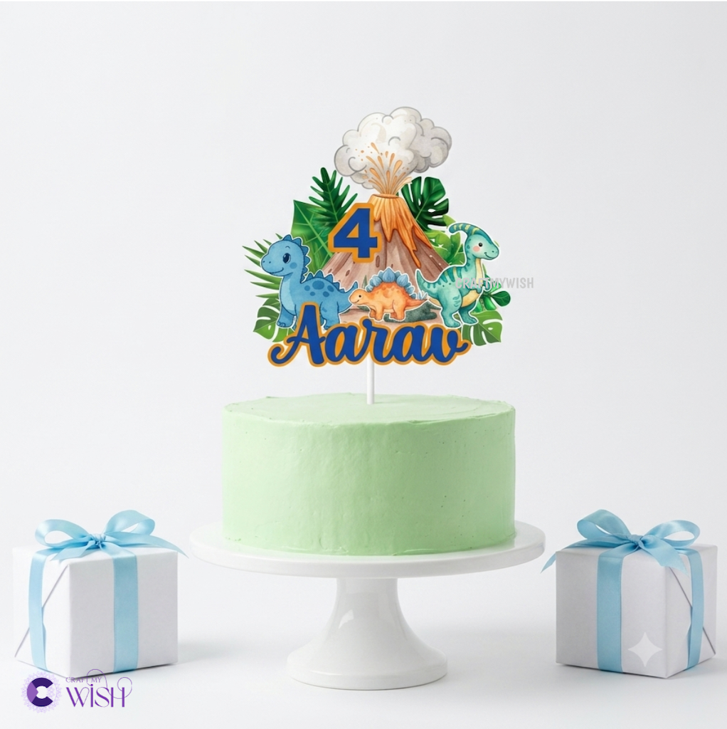 Dinosaur Theme Handcrafted Cake Topper D1 – Kids Birthday Decor