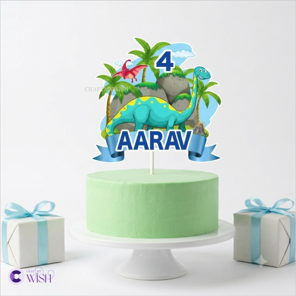 Dinosaur Theme Cake Topper – Printed Kids Birthday Party Decor