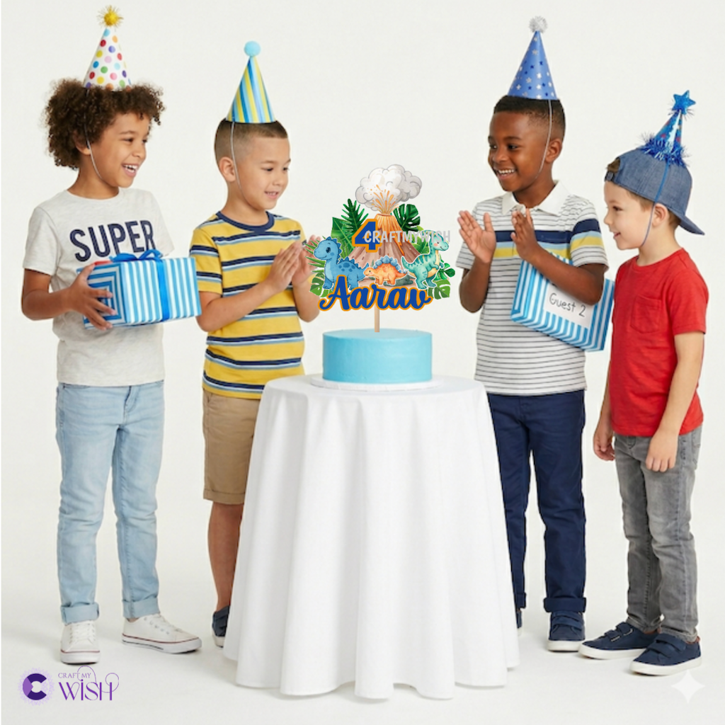 Dinosaur Theme Handcrafted Cake Topper D1 – Kids Birthday Decor