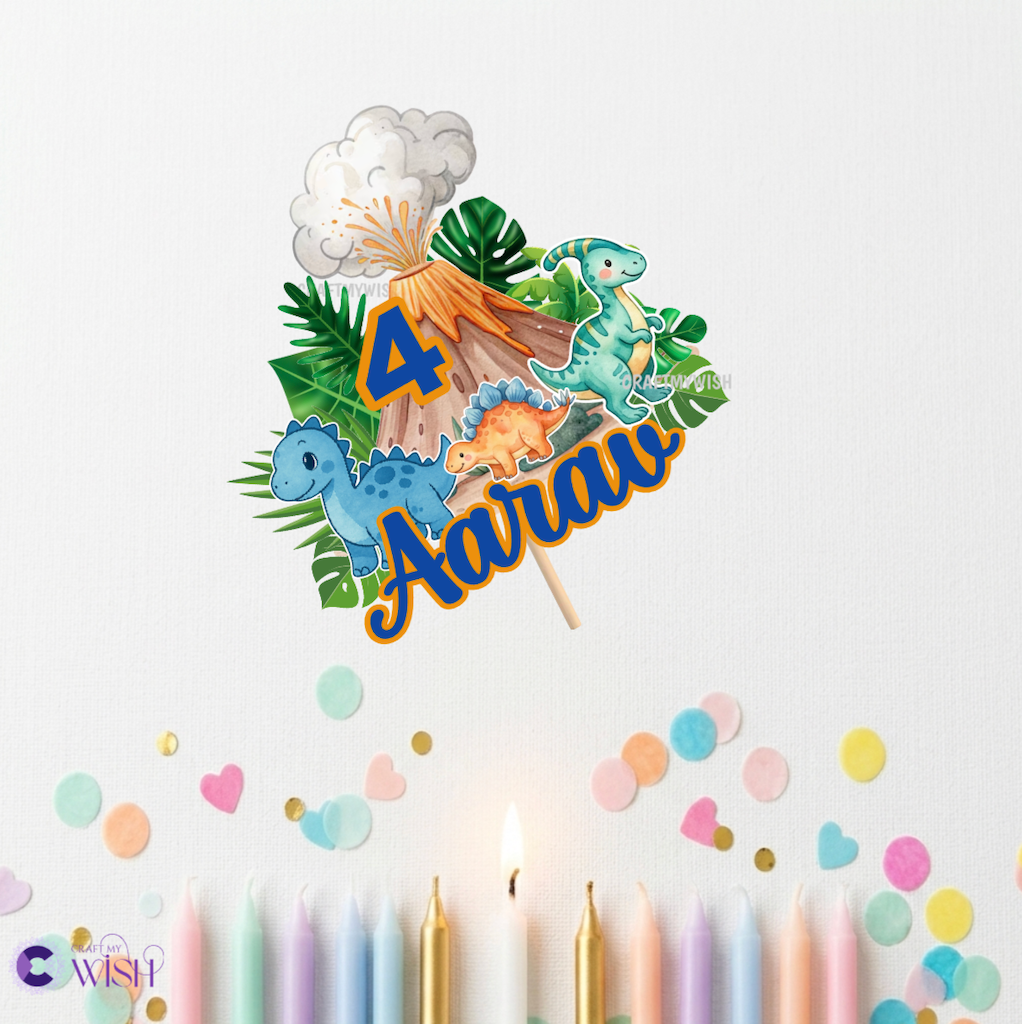 Dinosaur Theme Handcrafted Cake Topper D1 – Kids Birthday Decor
