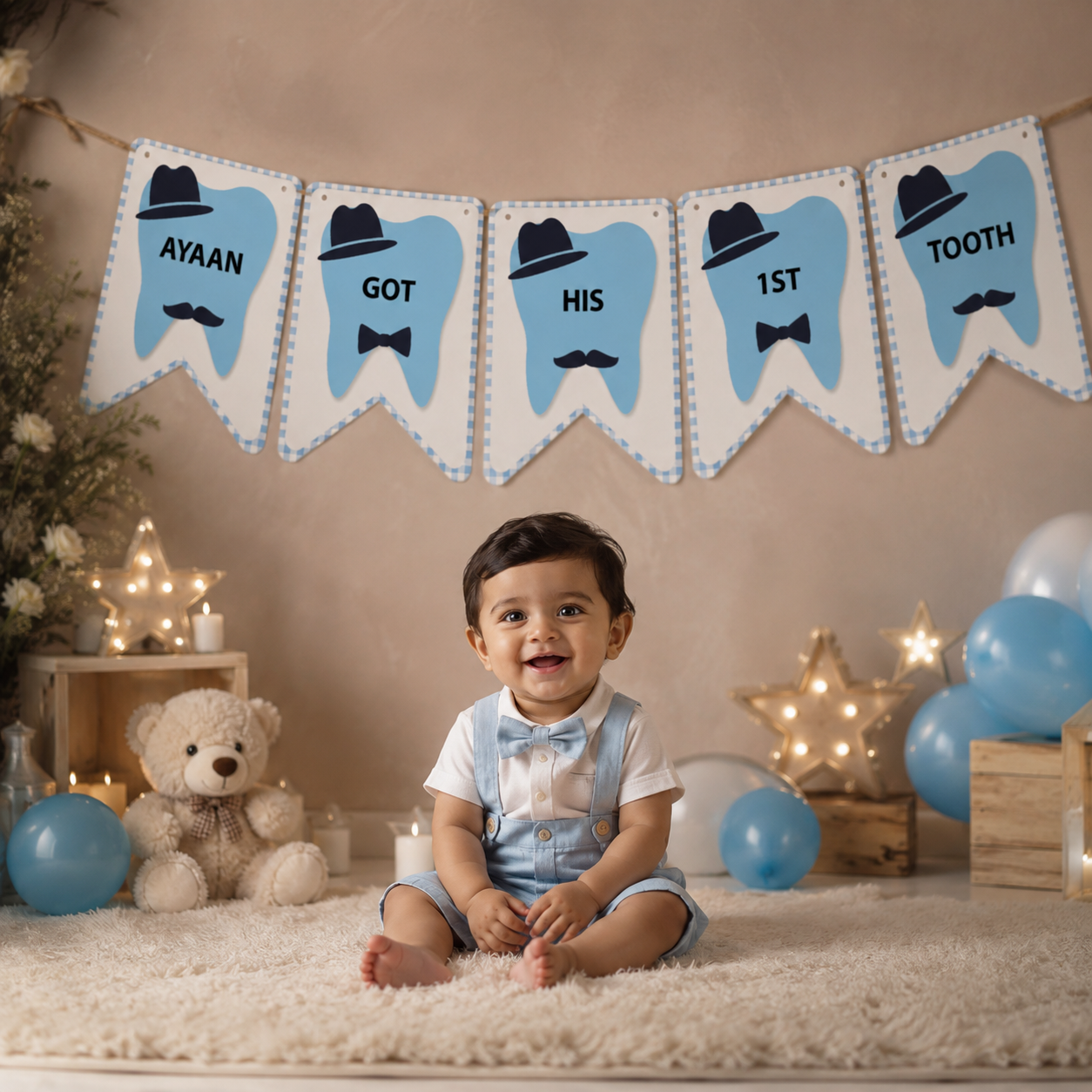 Got My First Tooth Banner Baby Boy | First Tooth Decoration | 1st Tooth Bunting  Design2