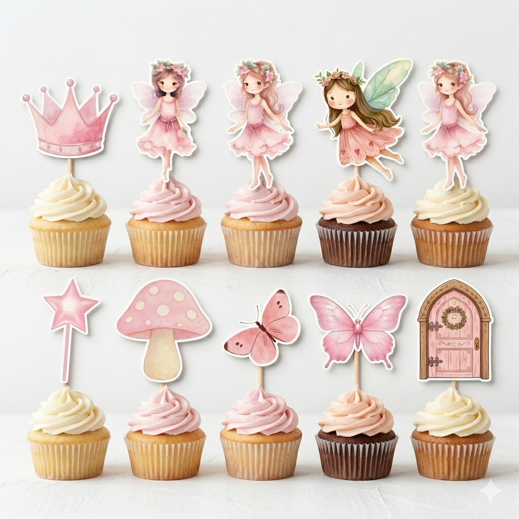 Fairy Theme Cup Cake Topper Design1
