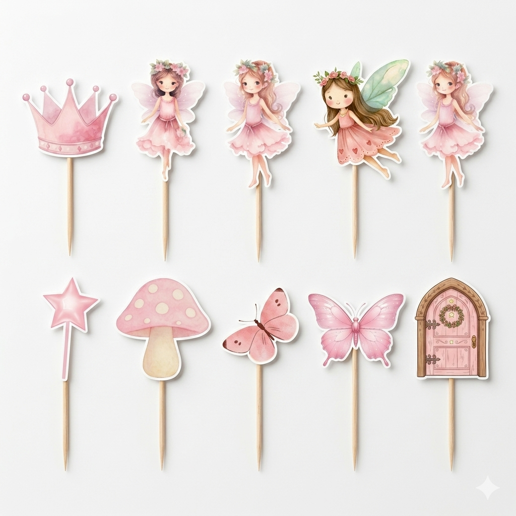 Fairy Theme Cup Cake Topper Design1