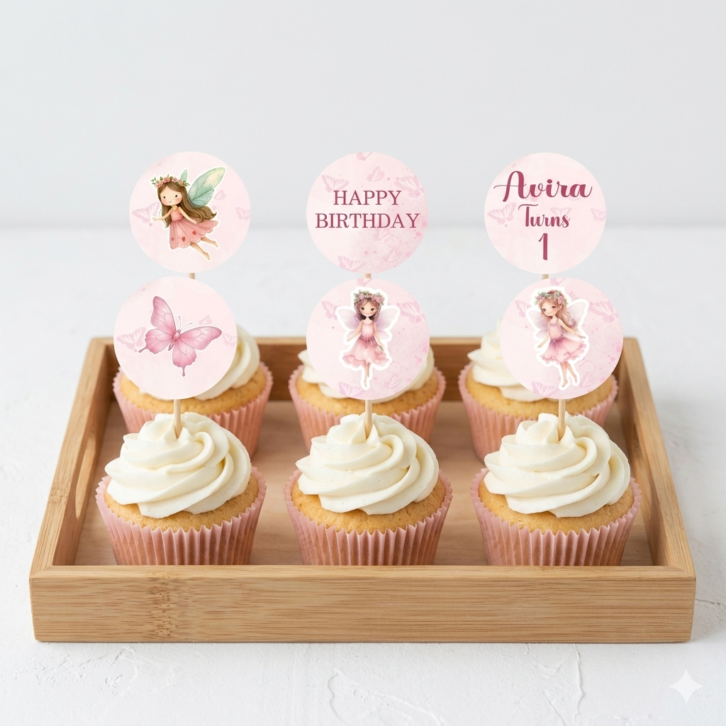 Fairy Theme Cup Cake Topper Design2