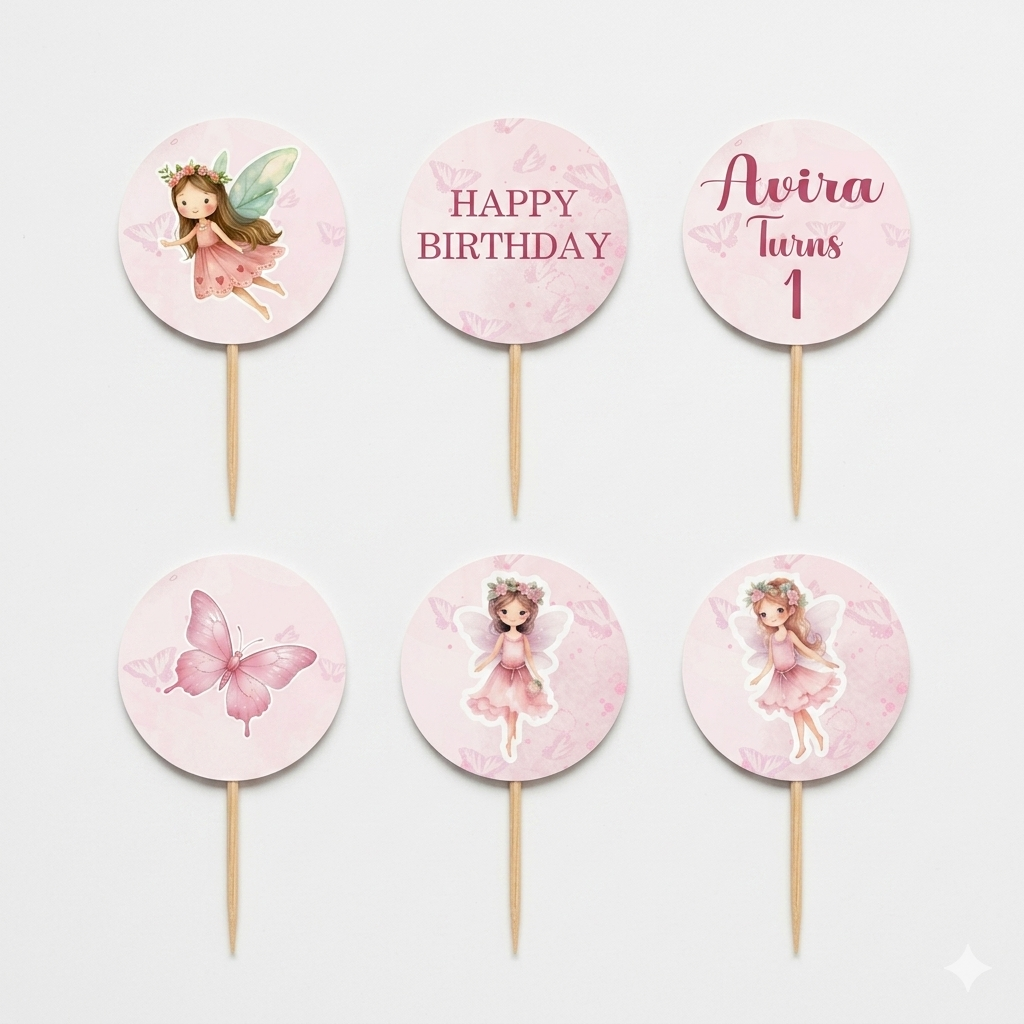 Fairy Theme Cup Cake Topper Design2