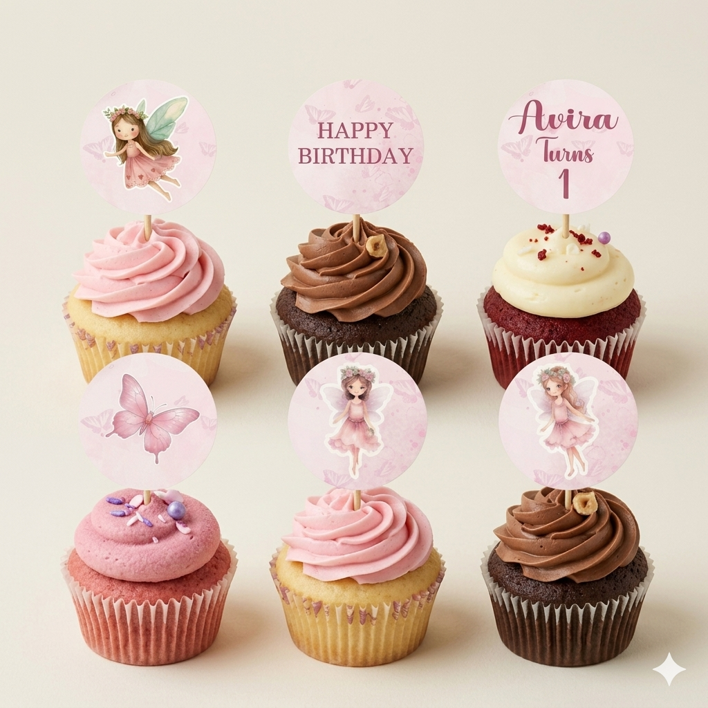 Fairy Theme Cup Cake Topper Design2
