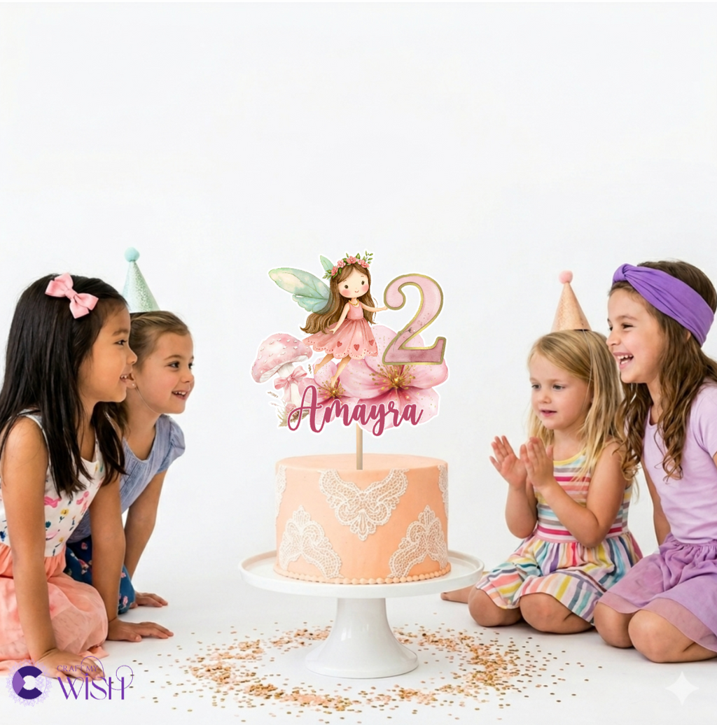 Fairy Theme Cake Topper Printed