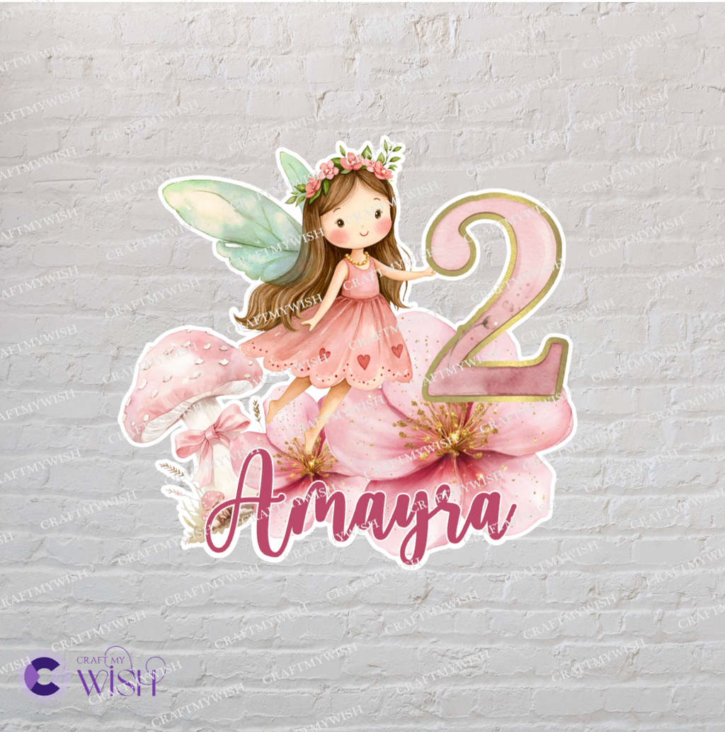 Fairy Theme Cake Topper Printed