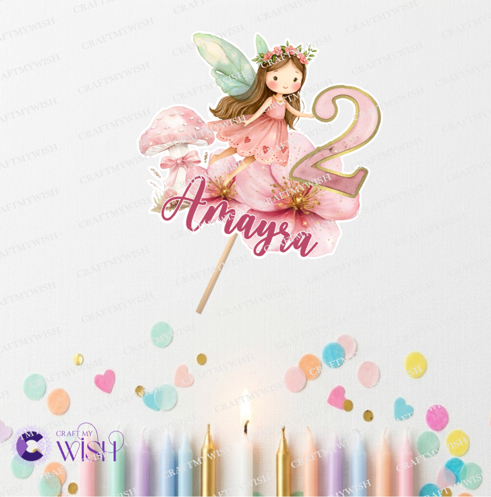 Fairy Theme Cake Topper Printed