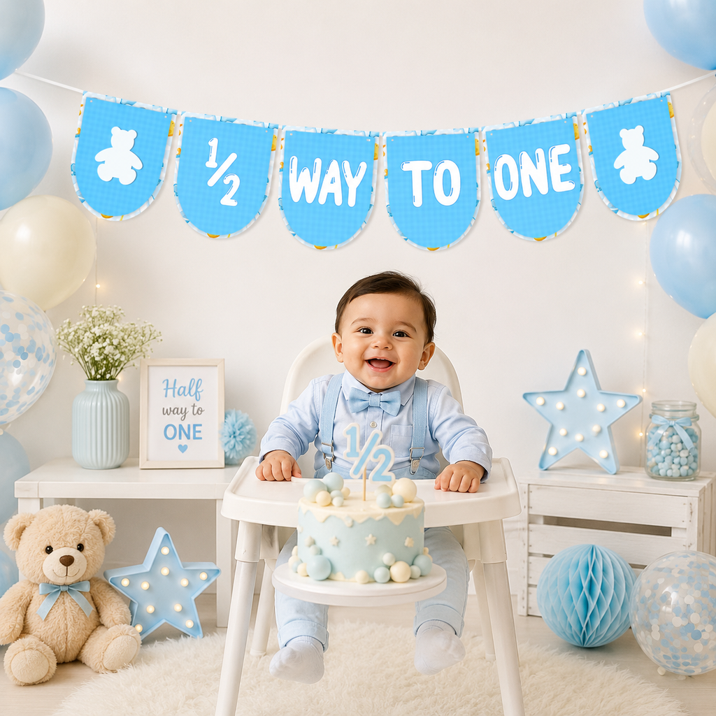 Half Birthday Banner | Halfway To One | Boy 6 Months Birthday Banner