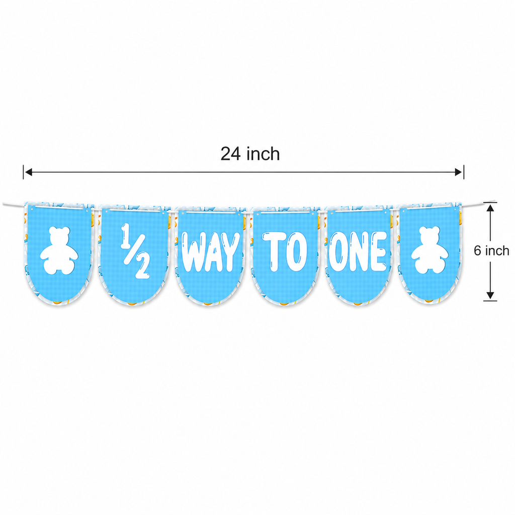 Half Birthday Banner | Halfway To One | Boy 6 Months Birthday Banner