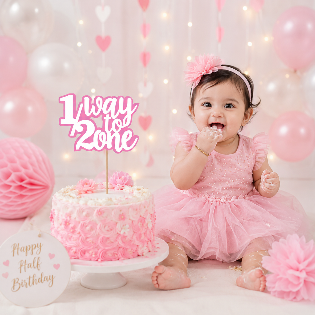 SIX Months/ Half Birthday Basic Package For Baby GIRL | Half Way To ONE Decor