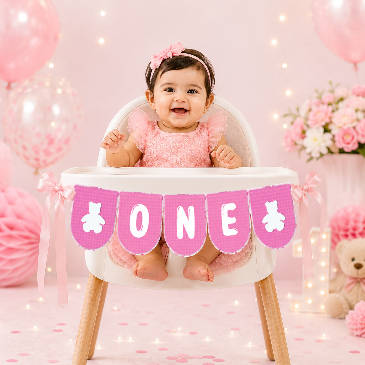 First Birthday High Chair Banner For Baby GIRL
