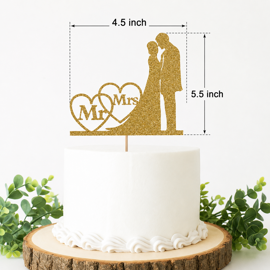 Mr & Mrs With Couple Wedding Cake Topper