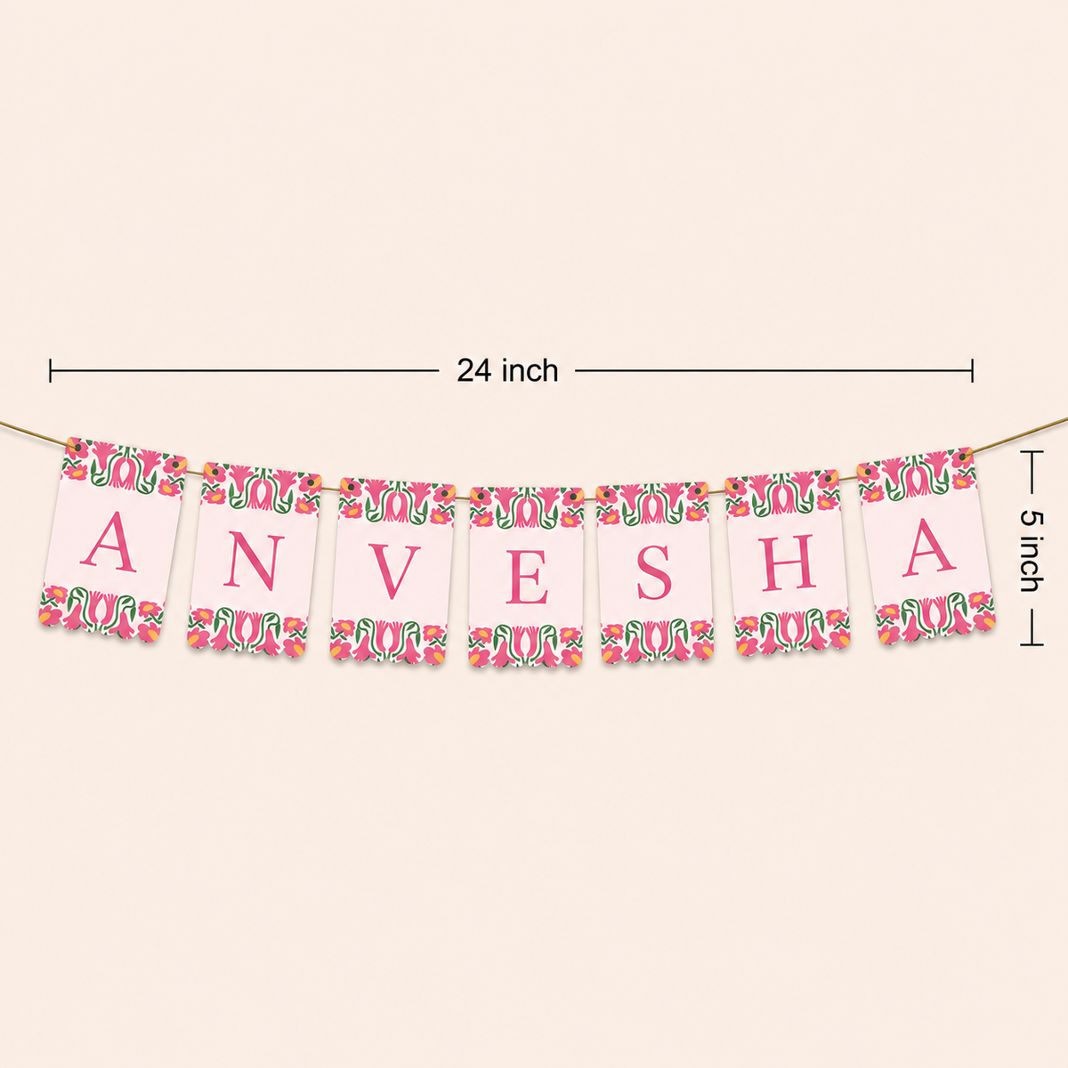 Personalized Naming Ceremony Bunting Banner | Paper Party Decor Pink Design3