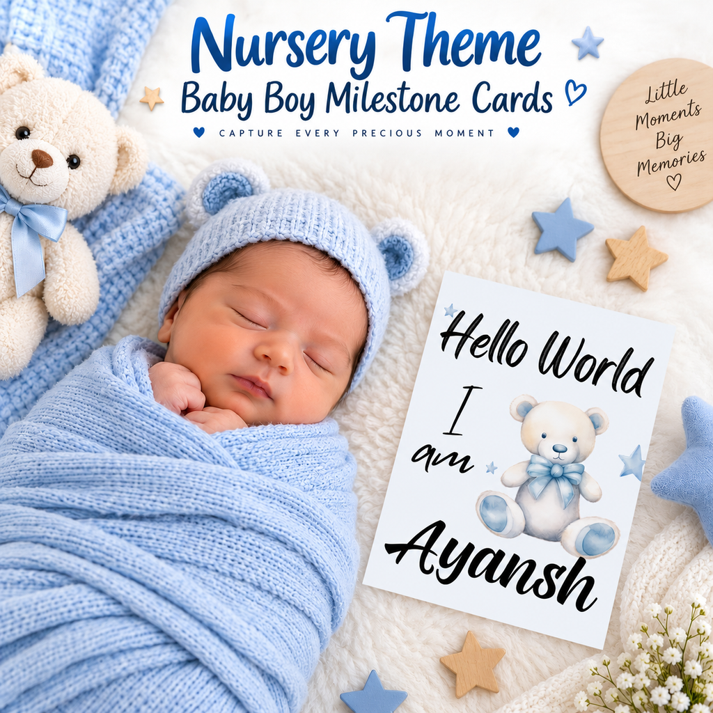 Baby Boy Milestone Cards Nursery Theme |  Baby Monthly Cards