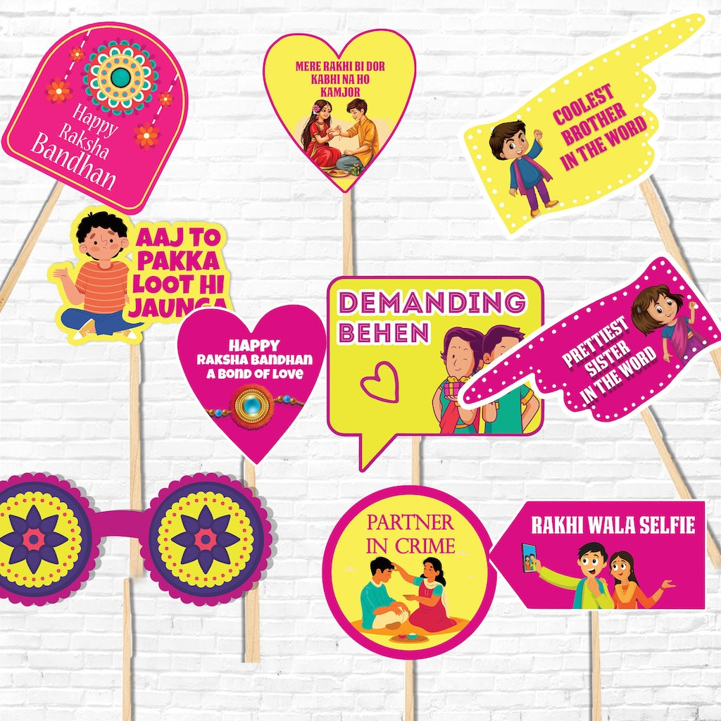 Rakshabandhan Handmade Photo Booth Props |  Rakhi Celebration Party Decor Colorful Props