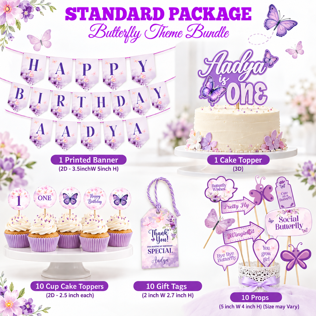 Butterfly Theme Birthday Decoration Standard Package