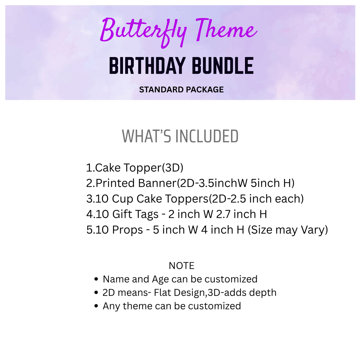 Butterfly Theme Birthday Decoration Standard Package