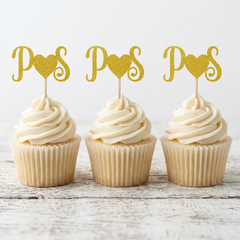 Personalized Initials With Heart Wedding Cup Cake Topper