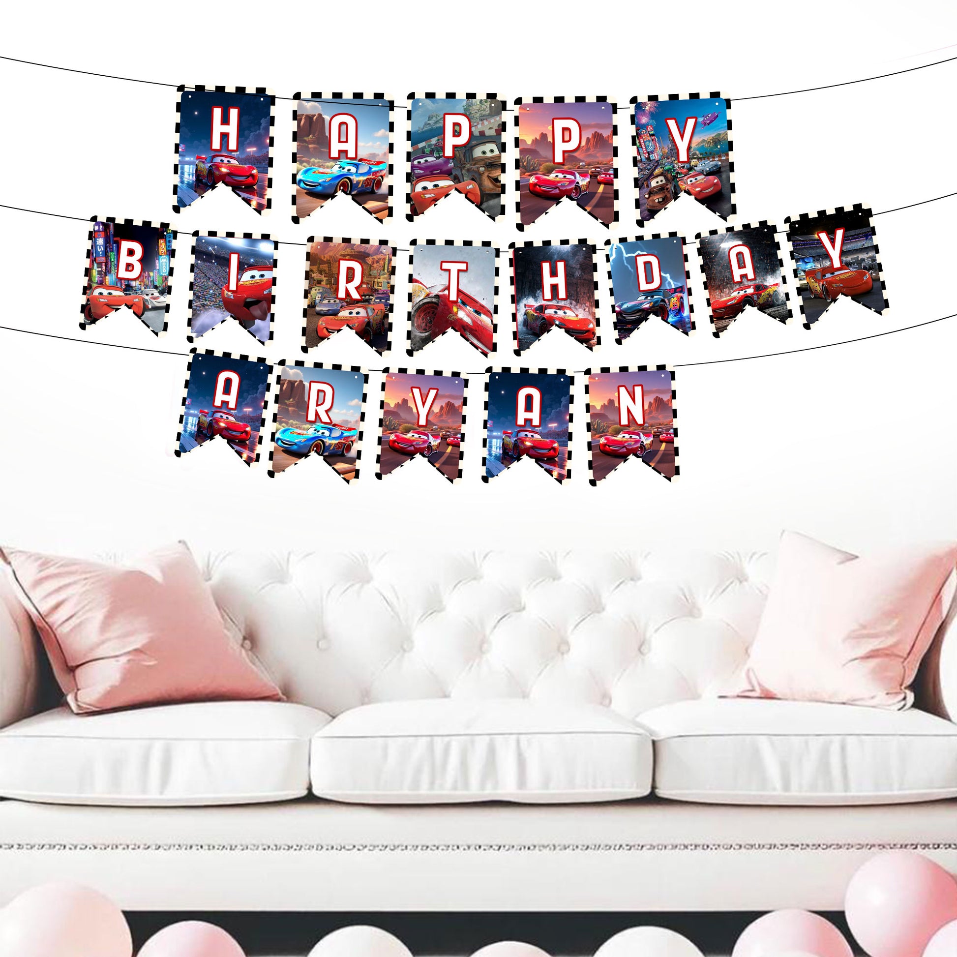 Car Theme Personalized Paper Bunting