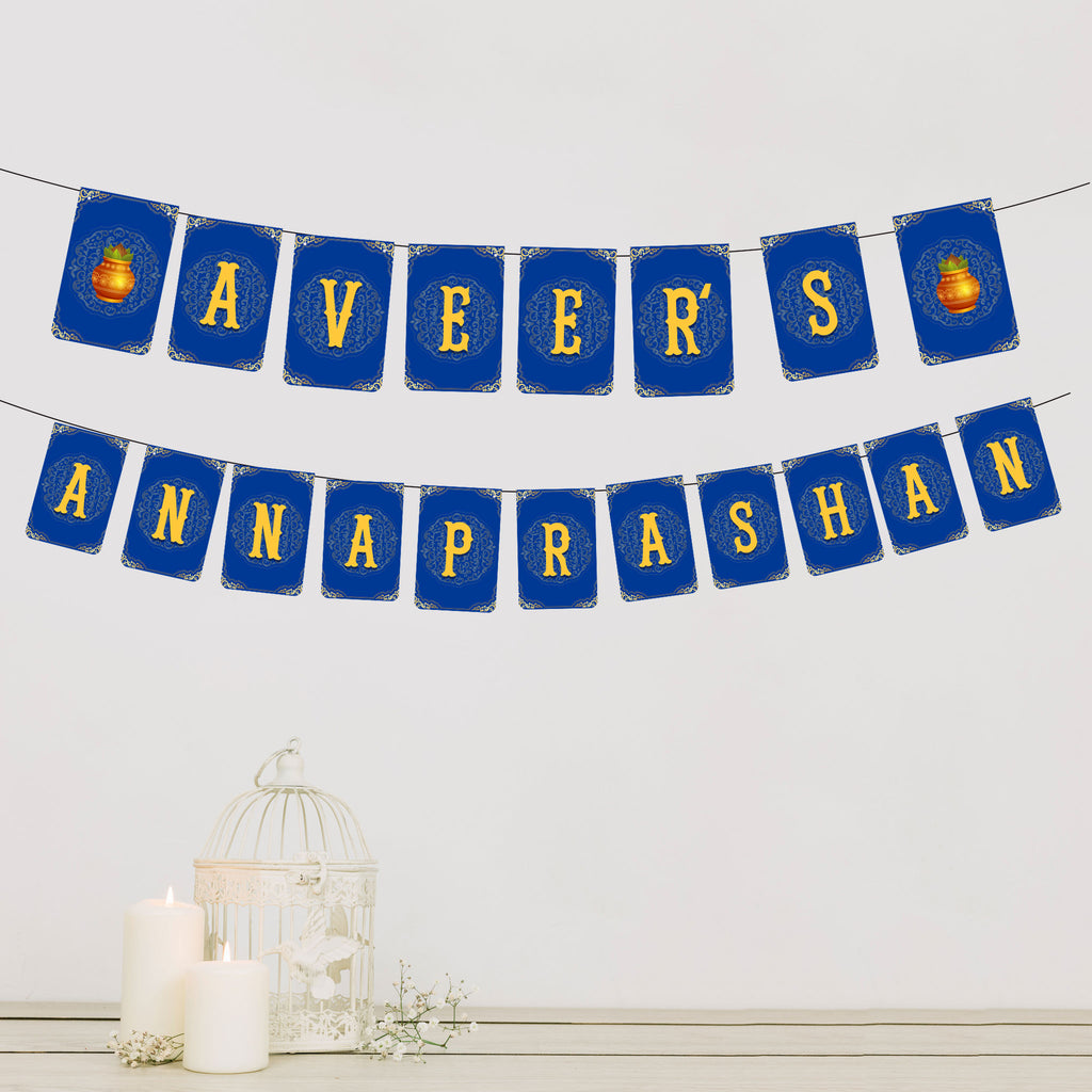 Annaprashan Decoration for Baby Boy & Baby Girl Banner| New Born Celebration | Rice Ceremony Blue Color