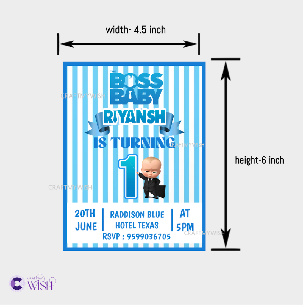 Boss Baby Theme Printable Birthday Invite / Soft copy