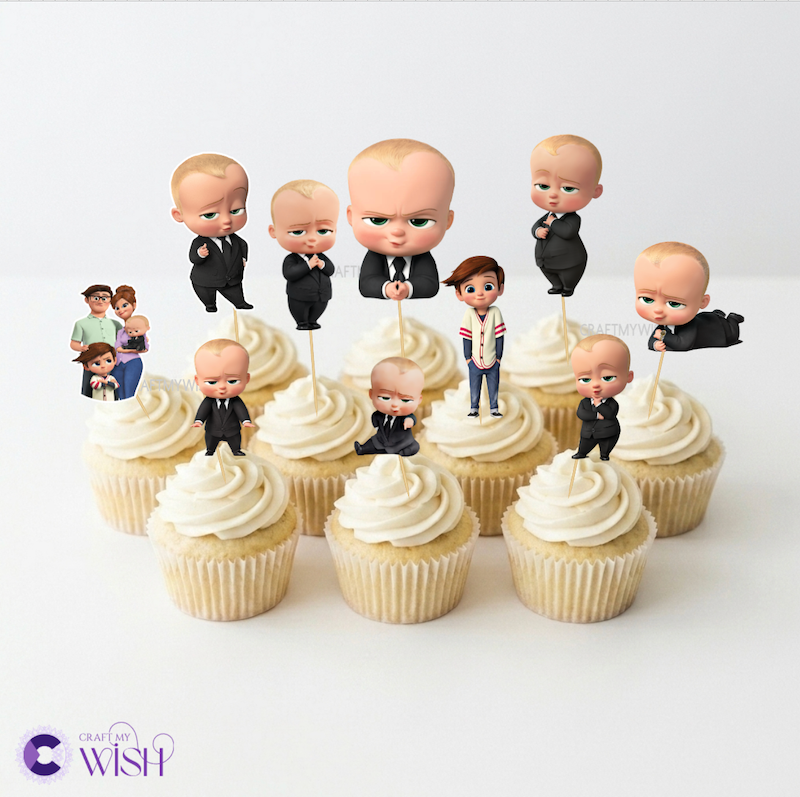 Boss Baby Cupcake Topper – Printed Birthday Party Decoration Design2