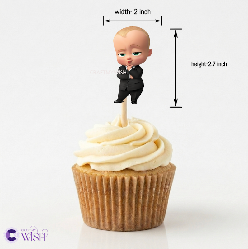 Boss Baby Cupcake Topper – Printed Birthday Party Decoration Design2