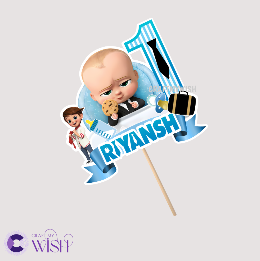 Boss Baby Handcrafted Cake Topper – Birthday Party Decoration for Kids Design1