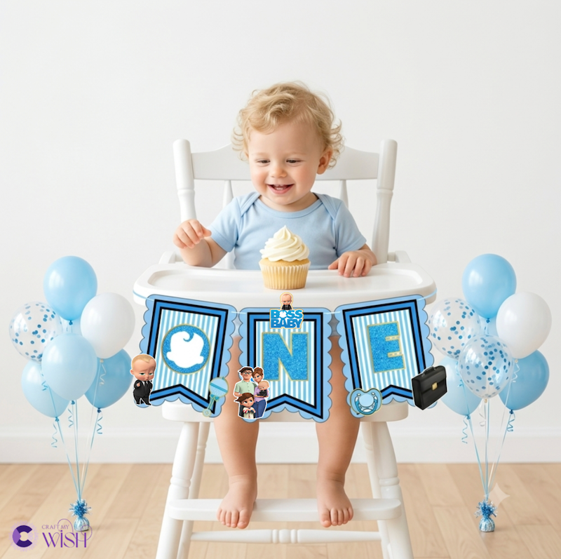 Boss Baby Theme High Chair Banner – Kids Birthday Party Decor