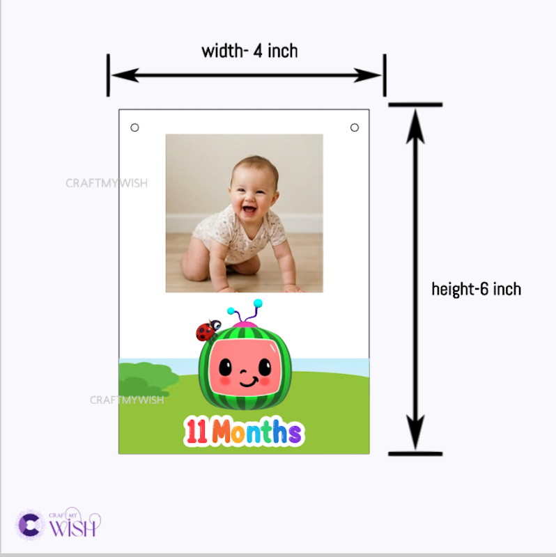 Cocomelon Birthday 12 Months Photo Banner – Printed Milestone Banner