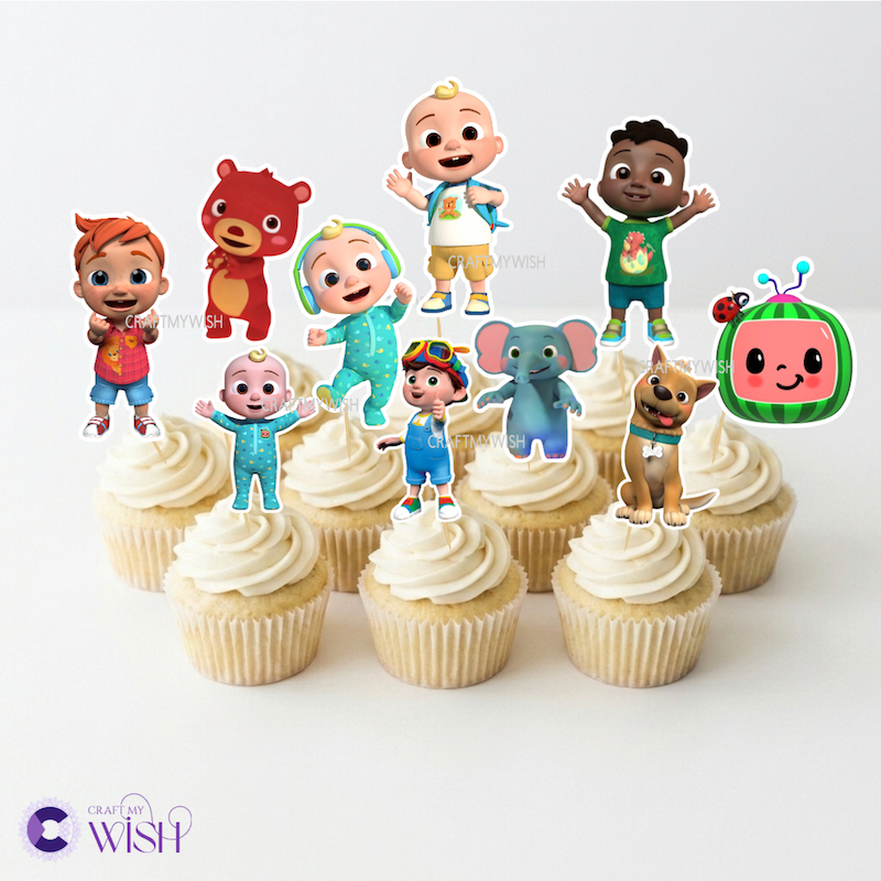 Cocomelon Cupcake Topper – Printed Birthday Party Decoration for Kids Design1