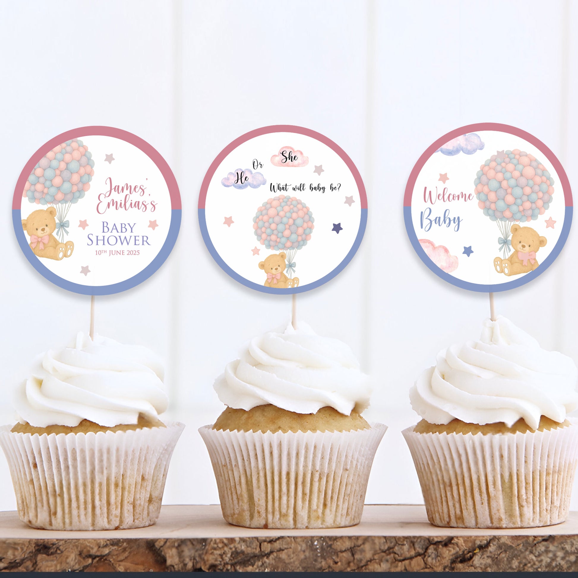 Baby Shower Cup Cake Topper D1