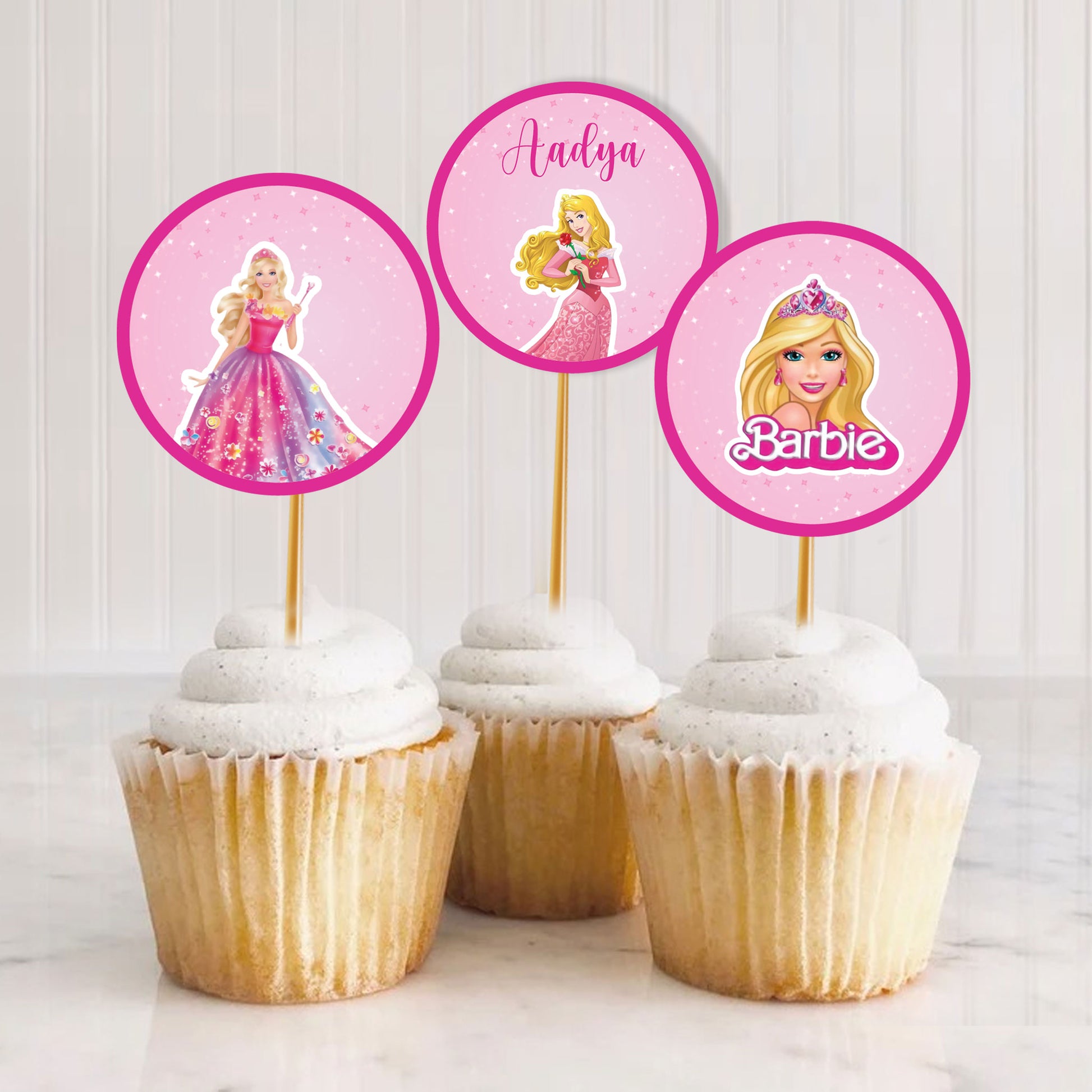 Barbie Theme Cup Cake Topper D1