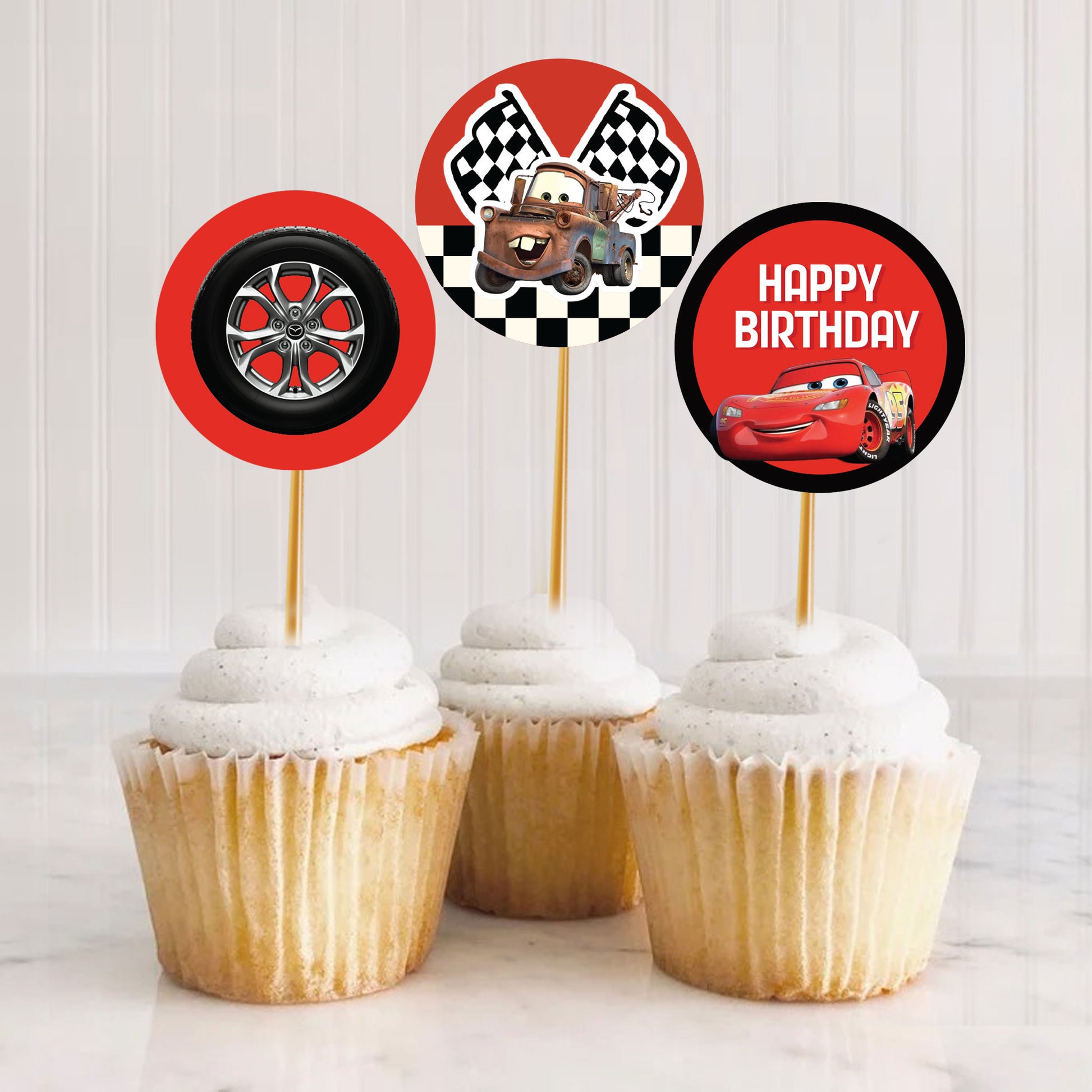 Car Theme Cup Cake Topper D1
