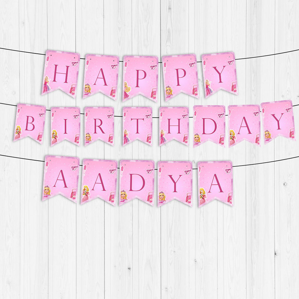 Barbie Theme Personalized Paper Bunting