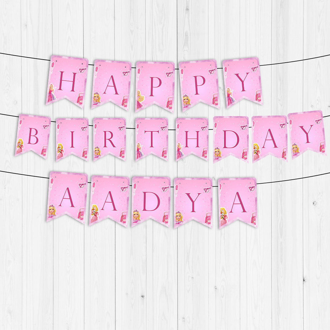 Barbie Theme Personalized Paper Bunting