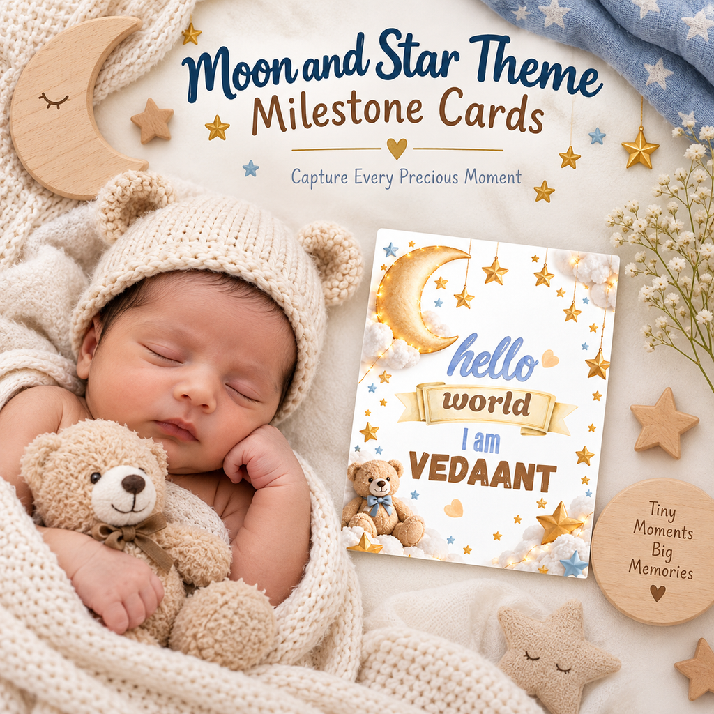 Moon and Star Theme Milestone Cards  | Baby Monthly Cards