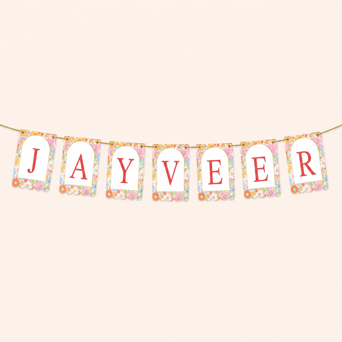 Personalized Naming Ceremony Bunting Banner | Paper Party Decor Colorful Print Design 4