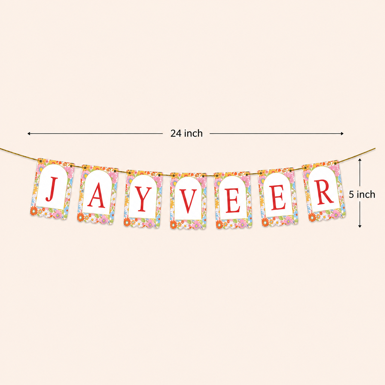 Personalized Naming Ceremony Bunting Banner | Paper Party Decor Colorful Print Design 4