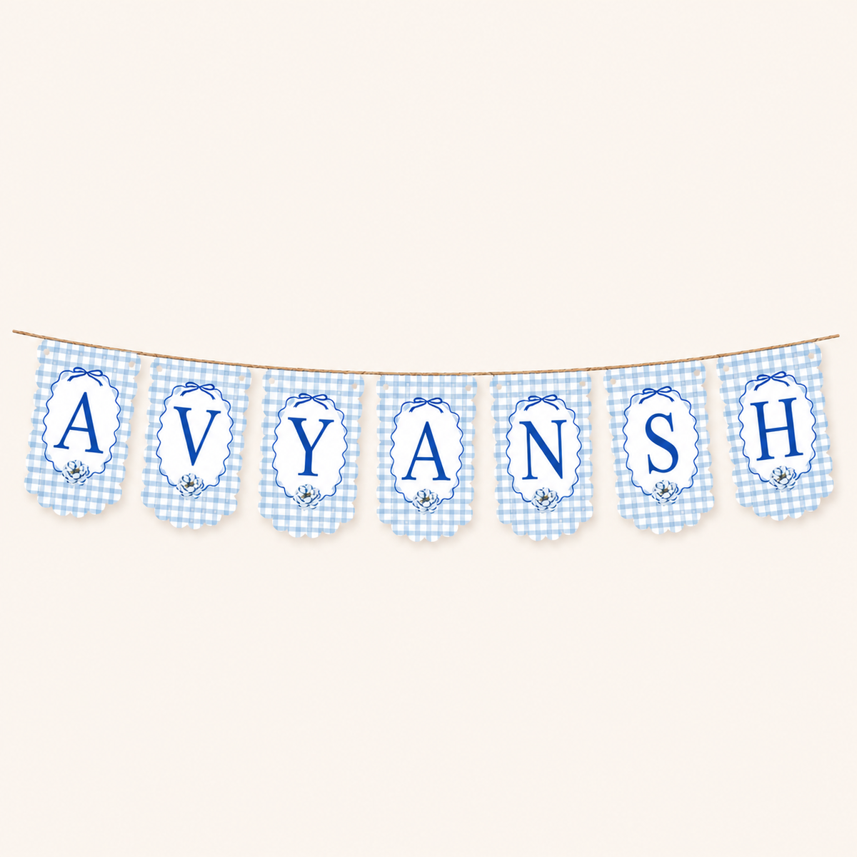 Personalized Naming Ceremony Bunting Banner | Paper Party Decor Blue