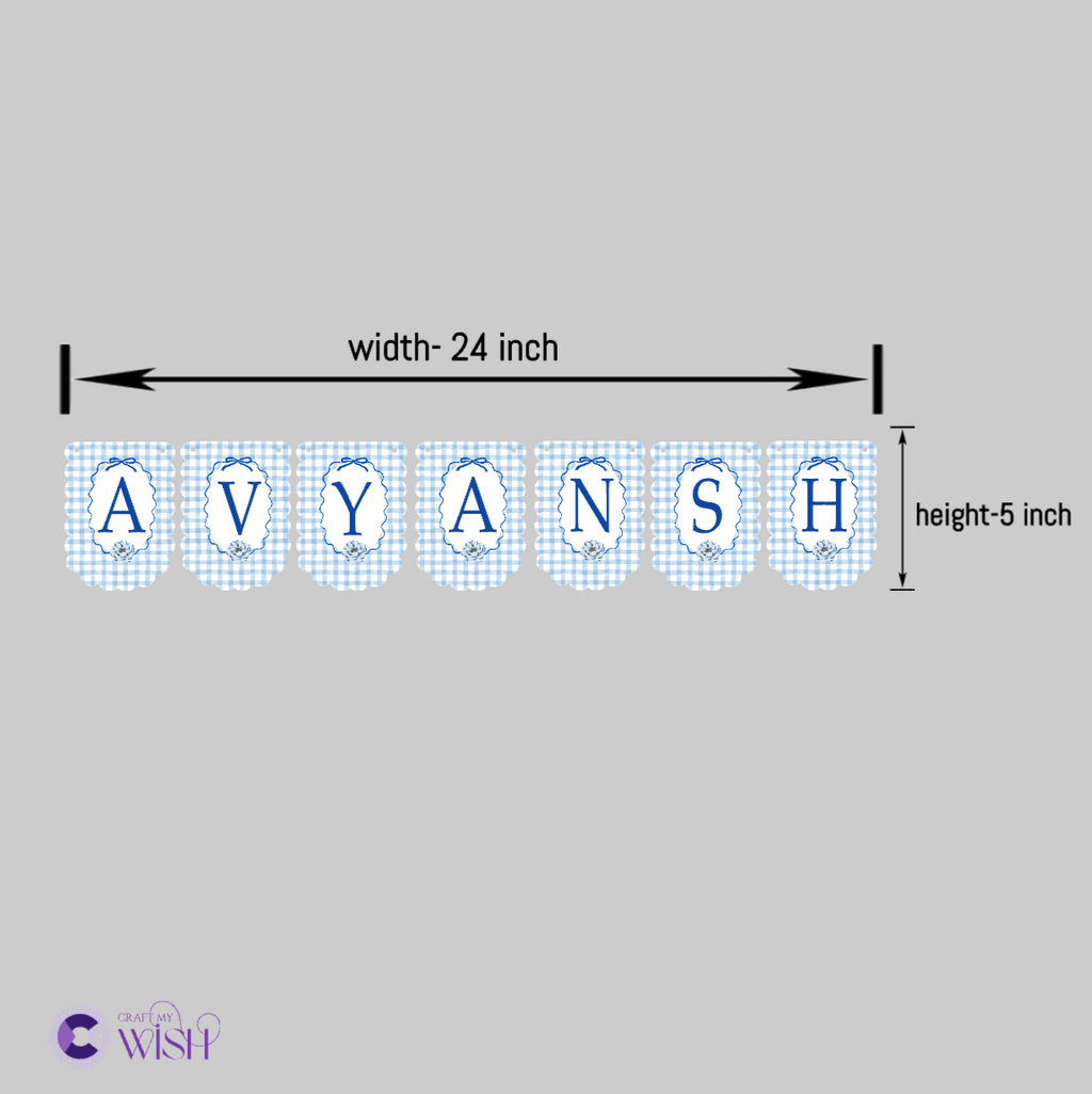 Personalized Naming Ceremony Bunting Banner | Paper Party Decor Blue