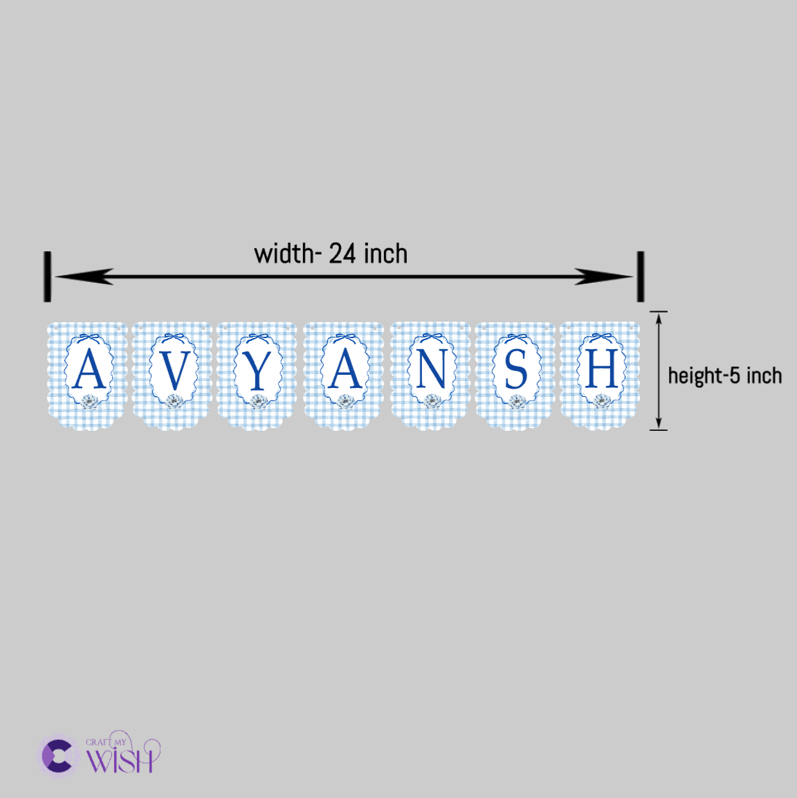 Personalized Naming Ceremony Bunting Banner | Paper Party Decor Blue
