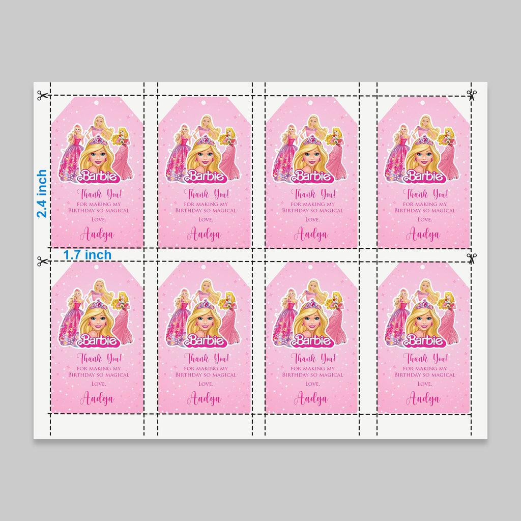 Barbie Theme Gift tag