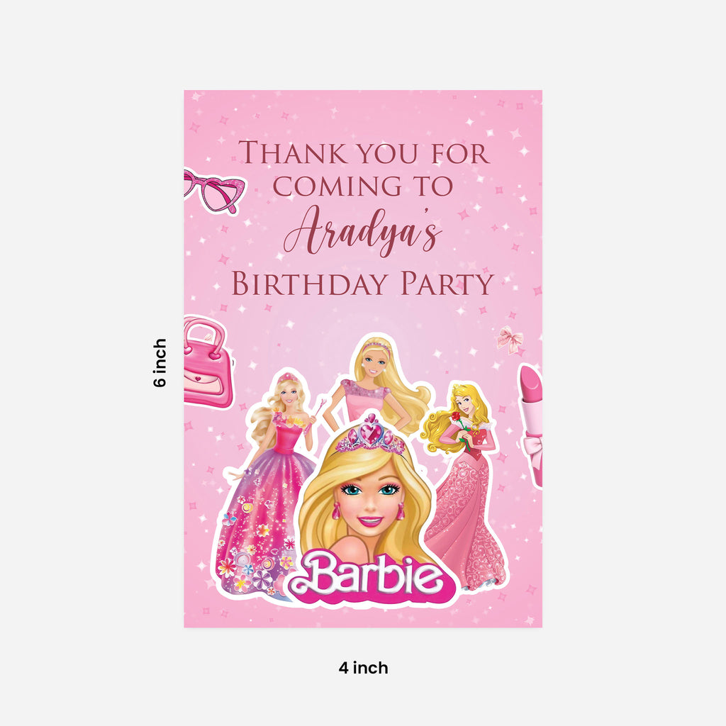 Barbie Theme Thank You Card